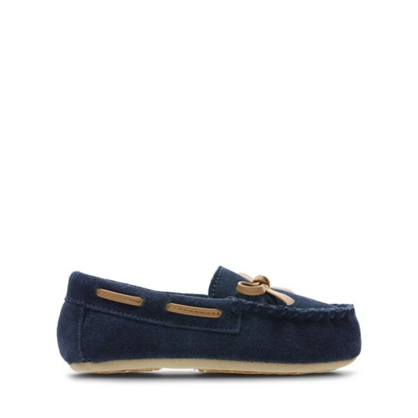 Clarks Boys Crackling Flo Casual Shoes Navy | CA-6317820